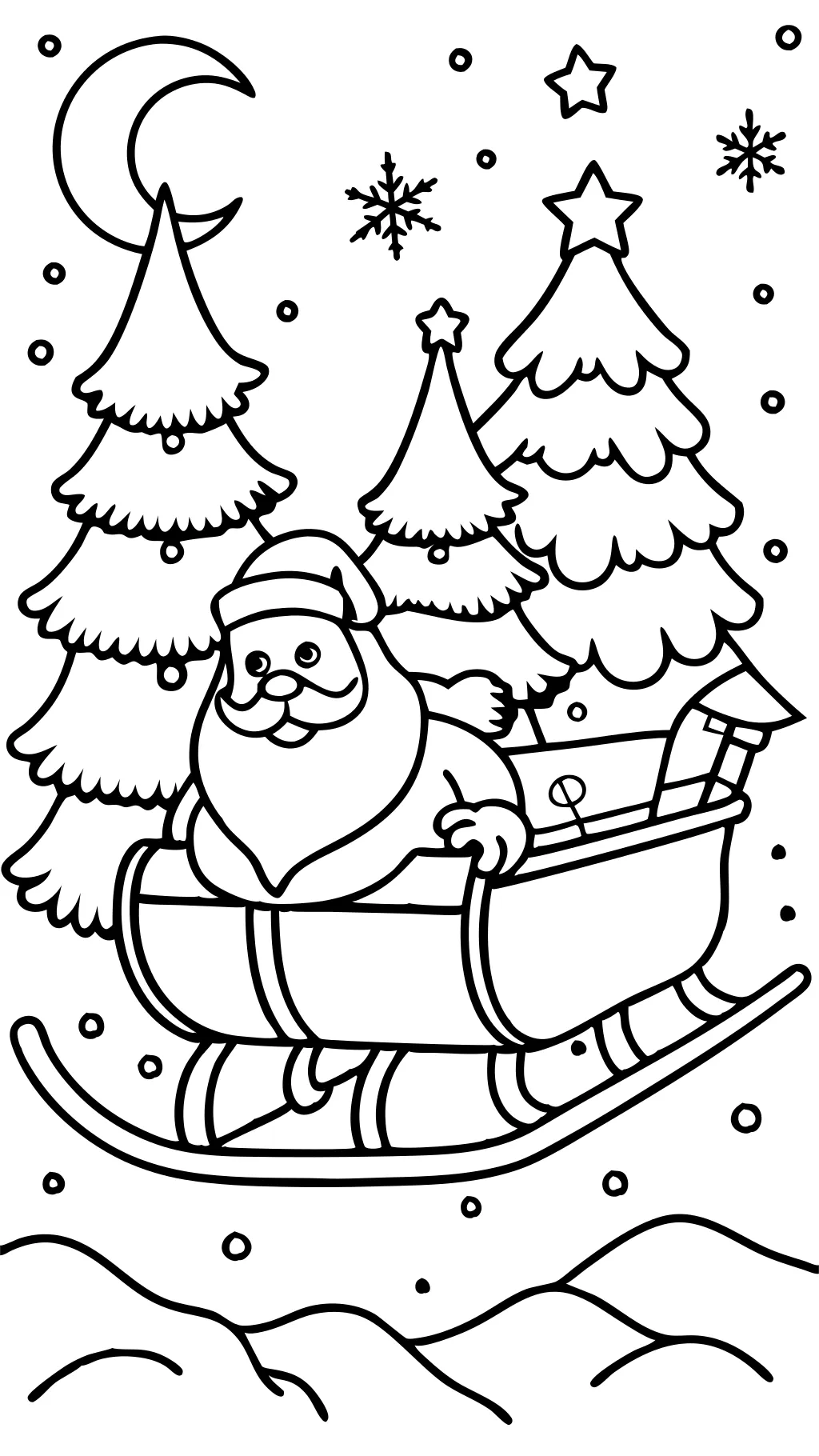 santa claus in sleigh coloring page